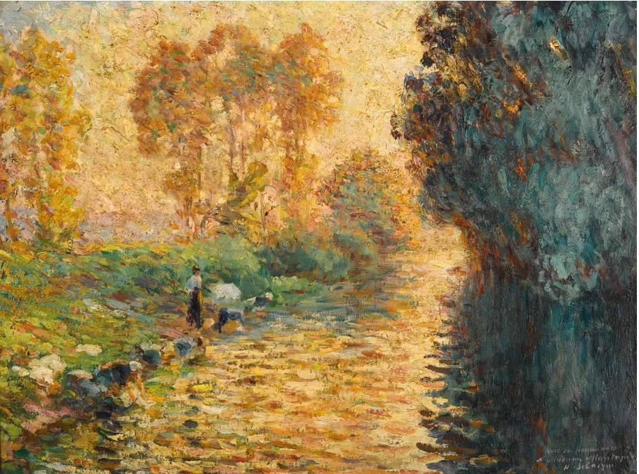 Le lavandaie al tramonto